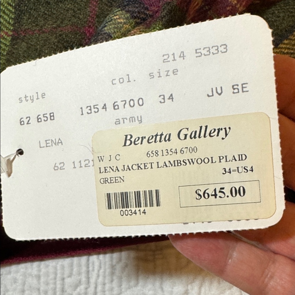 Schneider of Salsburg/Beretta Italy 🇮🇹 Women's Multicolor Lambswool Plaid Blazer - Picture 10 of 13